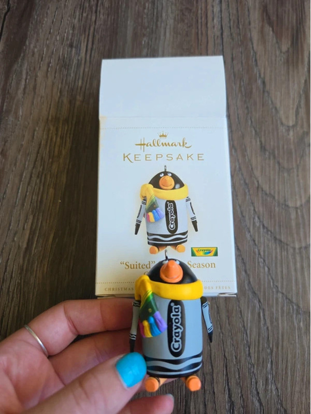 Hallmark keepsake suited for the season Crayola penguin ornament